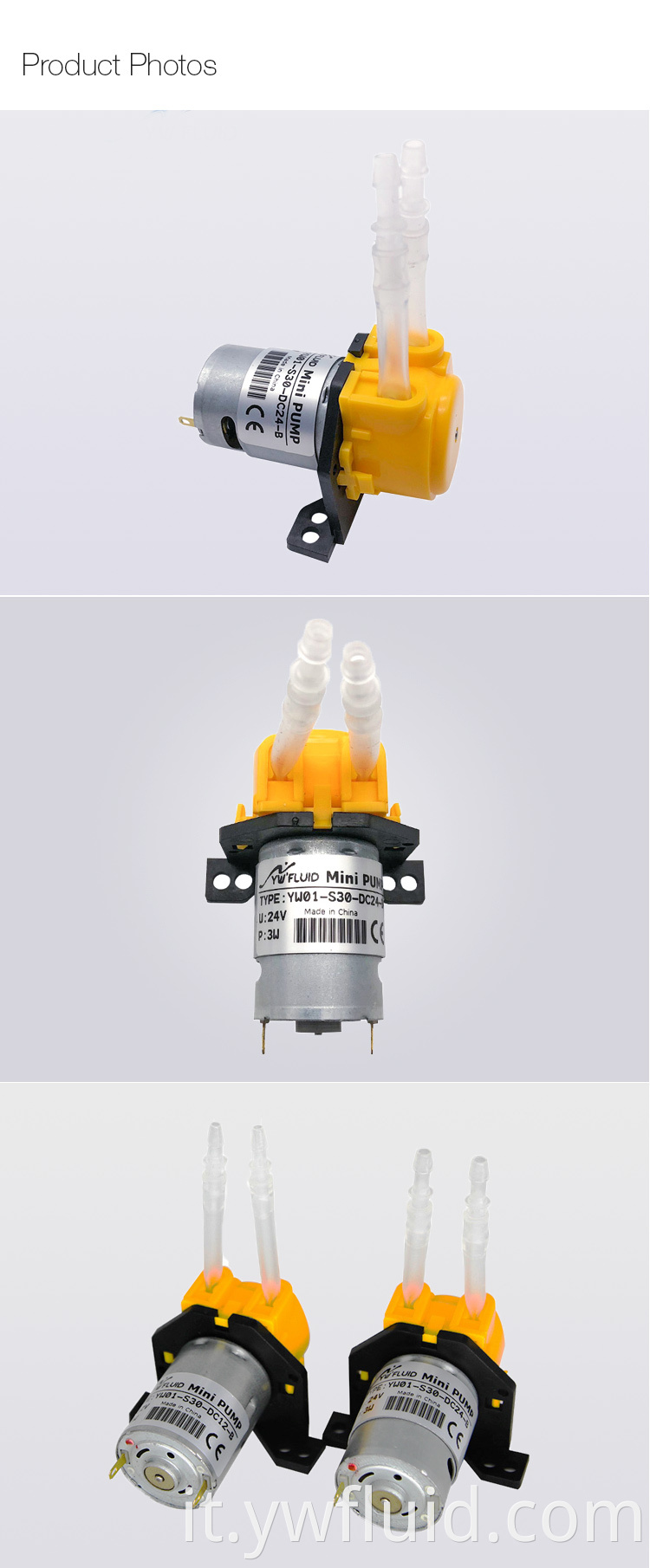 YWfluid micro pompa peristaltica con testa della pompa peristaltica del tubo della pompa dosatrice del liquido del motore 12v dc